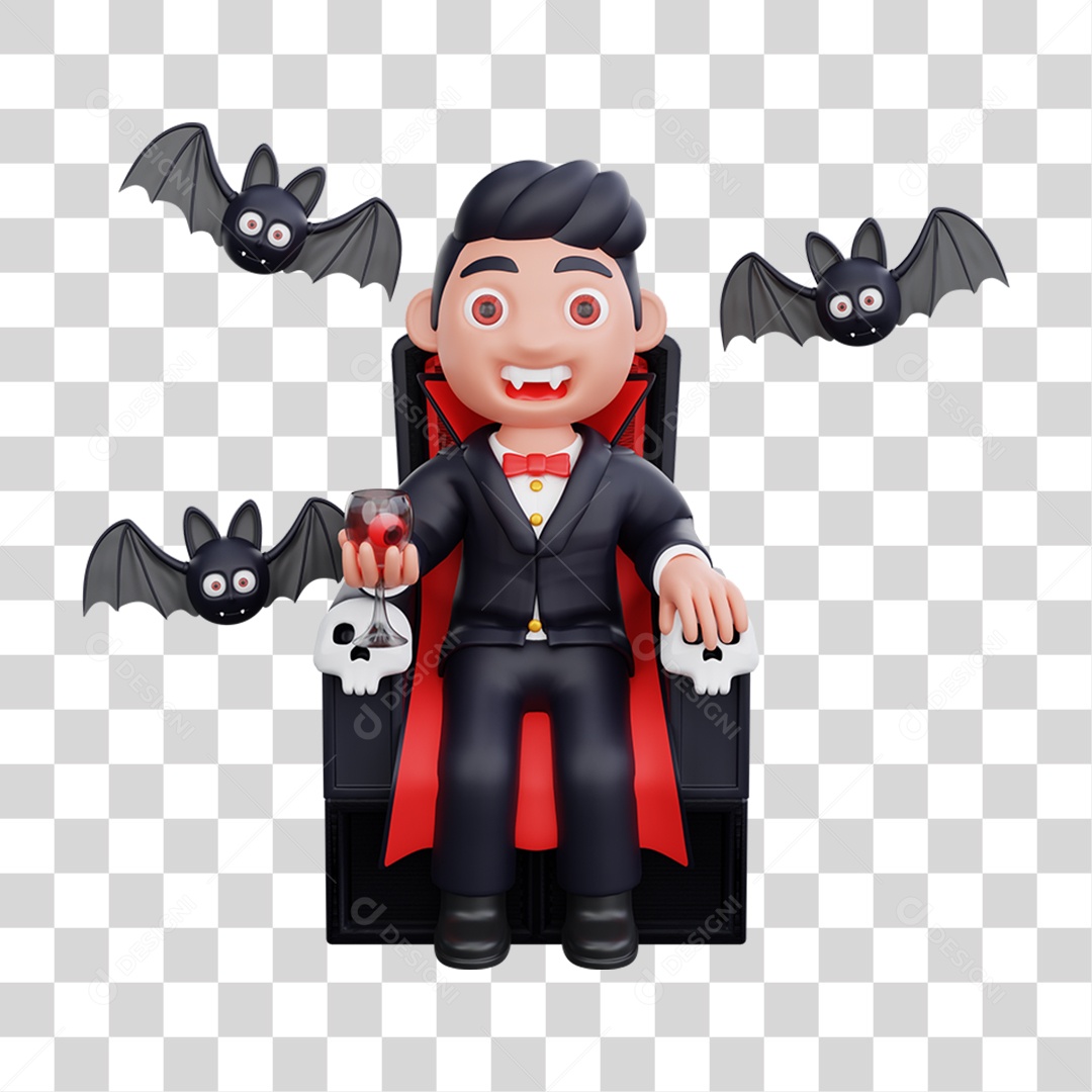 Elemento 3D Vampiros Dia das Bruxas PNG Transparente