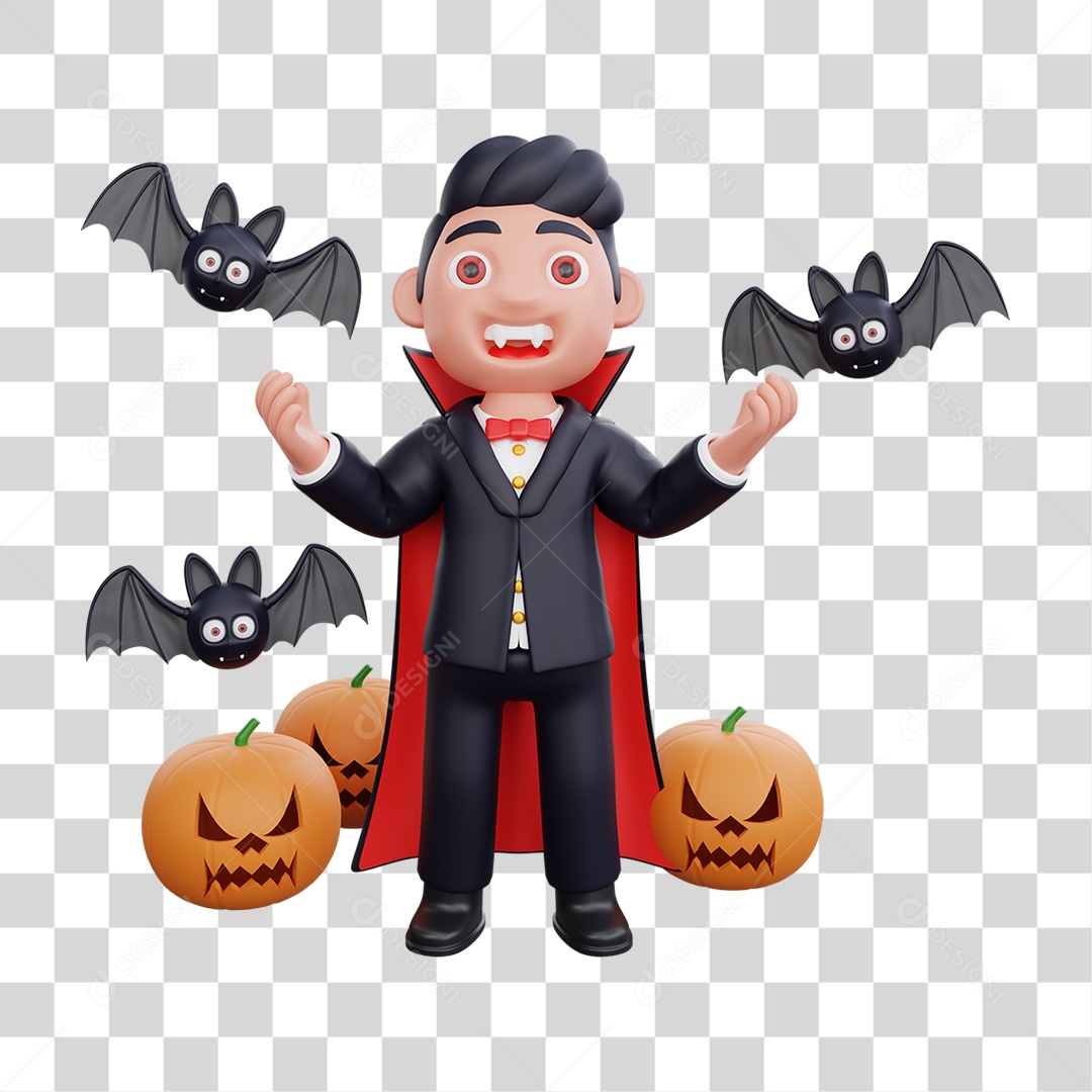 Elemento 3D Vampiros Dia das Bruxas PNG Transparente