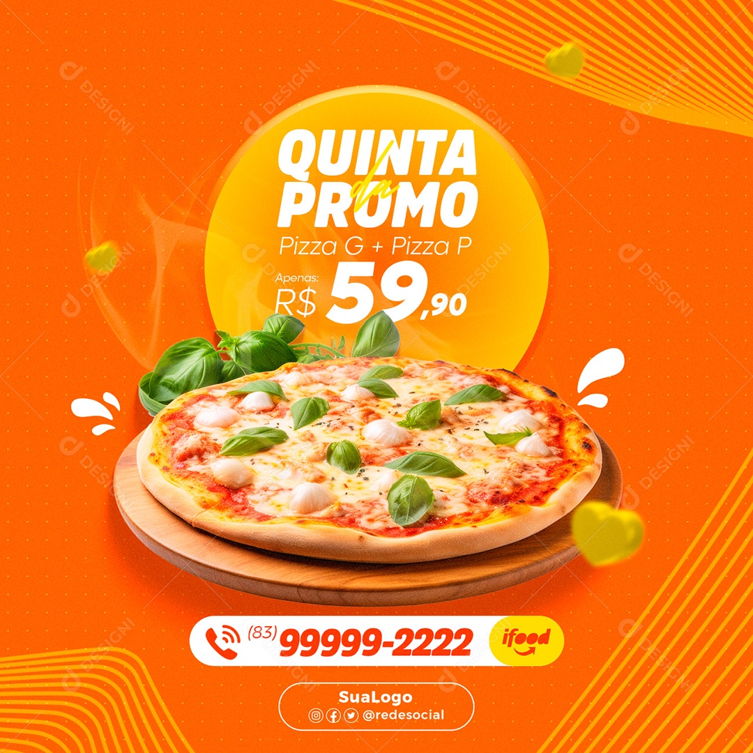 Social Media Quinta Da Promo Pizza G + Pizza P PSD Editável
