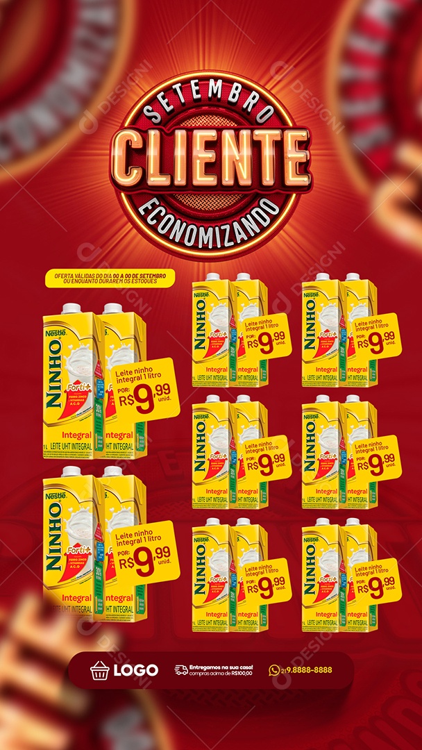 Encarte Story Setembro Cliente Economizando Social Media PSD Editável