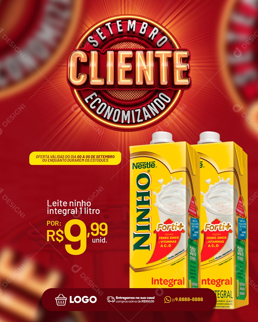 Setembro Cliente Economizando Leite Ninho Social Media PSD Editável