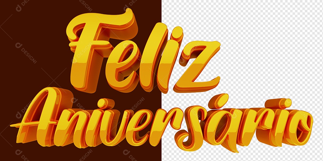 Texto 3D Feliz Aniversário PSD