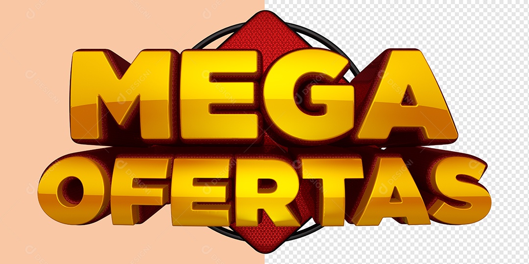 Selo 3D Mega Oferta Para Composição PSD