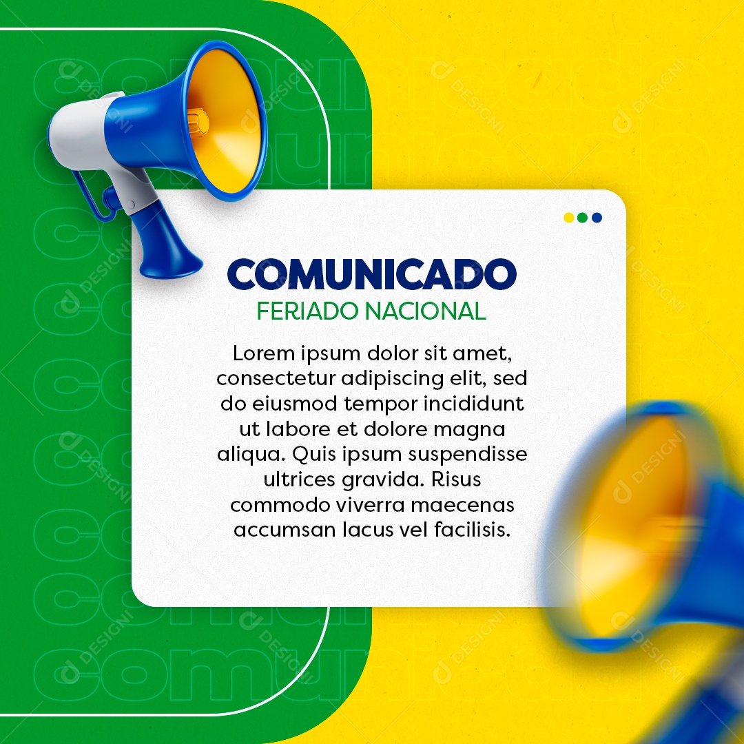 Comunicado Feriado Nacional 7 De Setembro Social Media PSD Editável