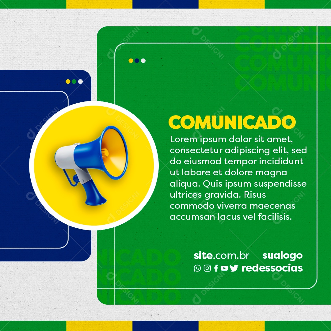 Social Media Comunicado 7 De Setembro Independência Do Brasil PSD Editável