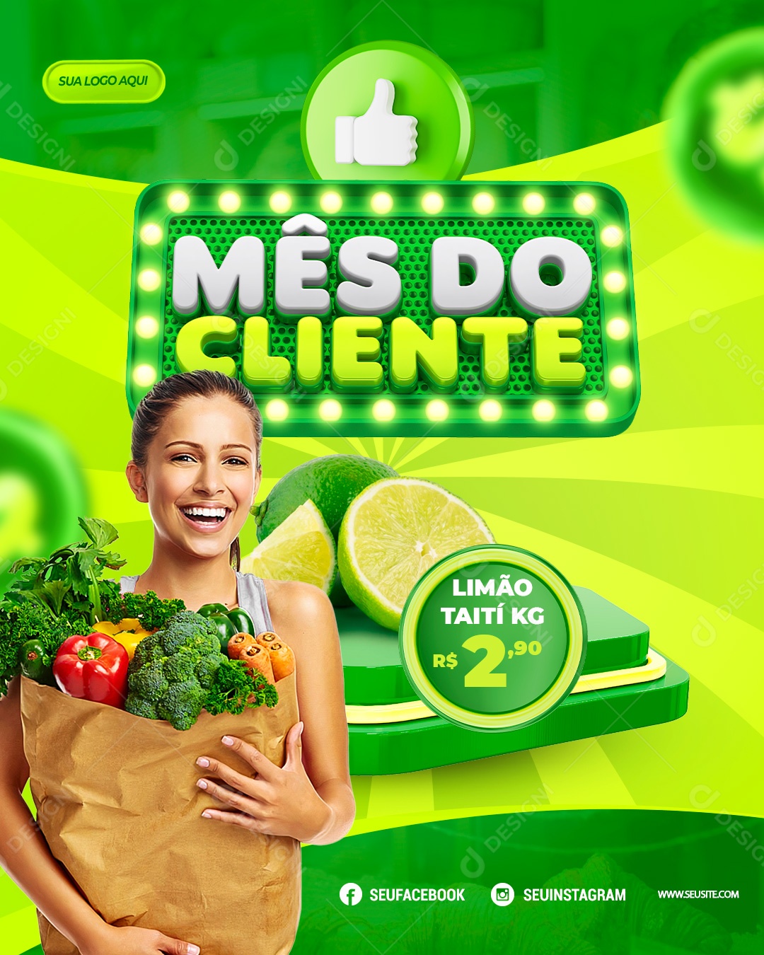 Feed Mês Do Cliente Limão Horti Fruti Social Media PSD Editável