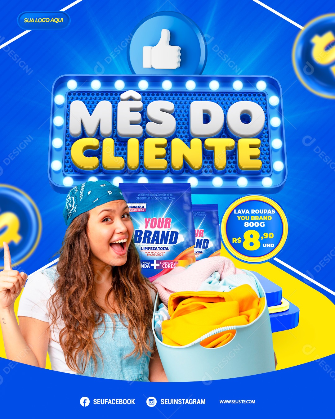 Feed Mês Do Cliente Lavandera Social Media PSD Editável