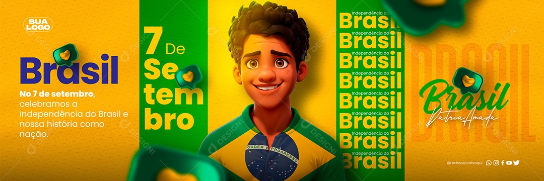 Social Media Carrossel 7 de Setembro Dia da Independência do Brasil PSD Editável