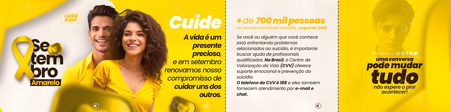 Social Media Carrossel Setembro Amarelo Presente Precioso PSD Editável