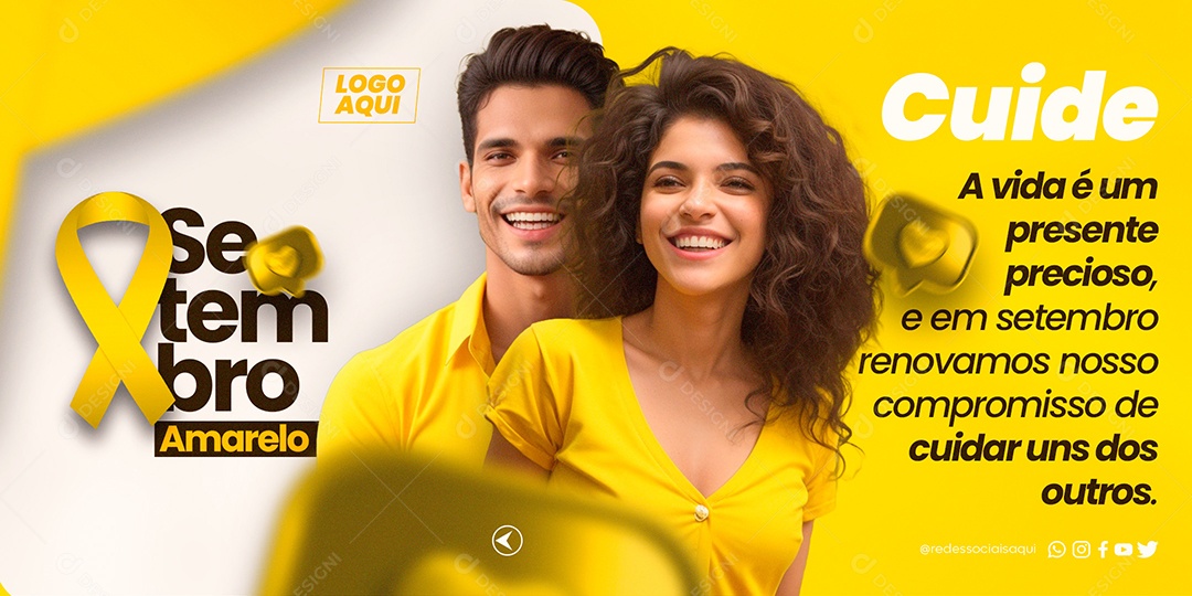 Social Media Banner Setembro Amarelo Presente Precioso PSD Editável