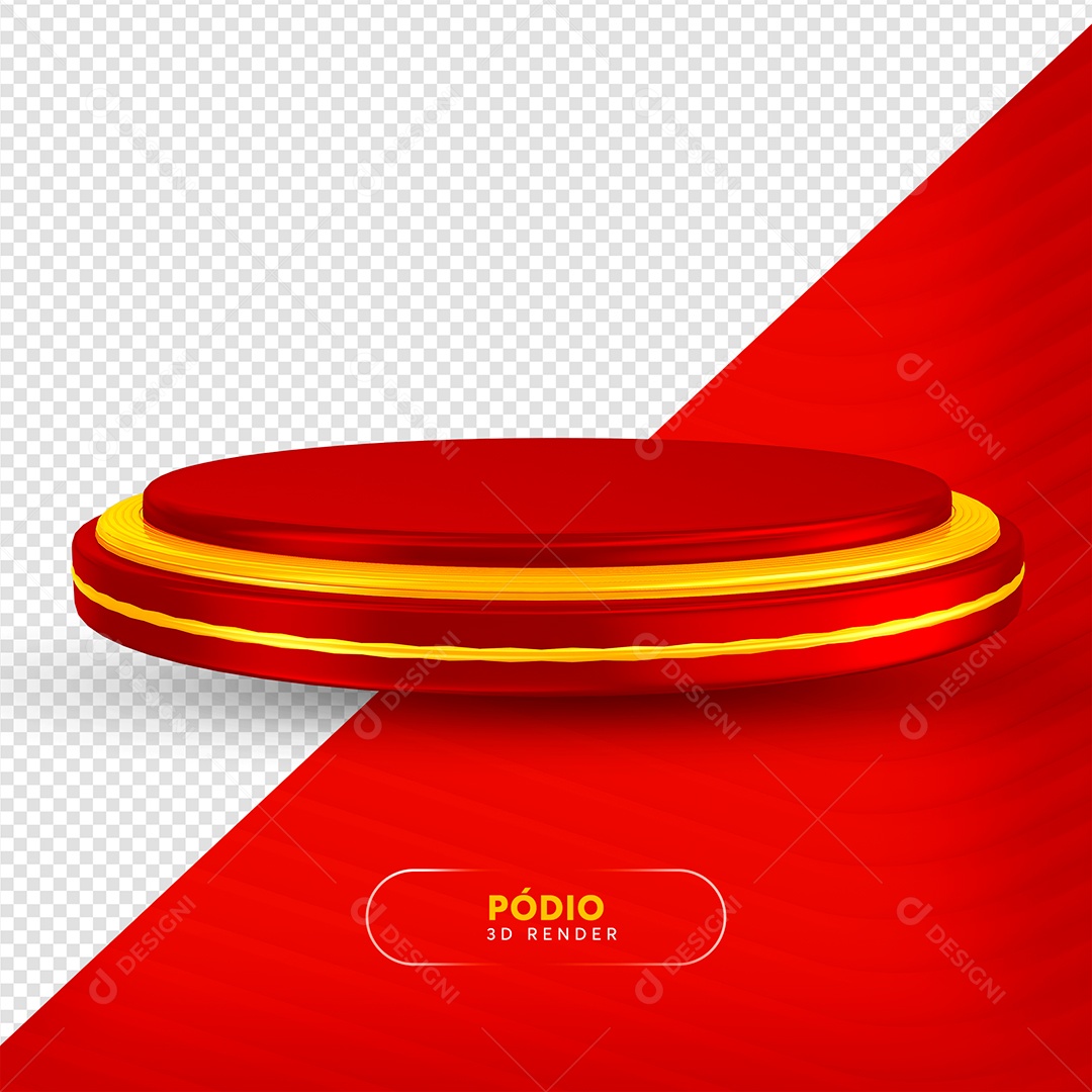 Pódio Vermelho Elemento 3D para Composição PSD