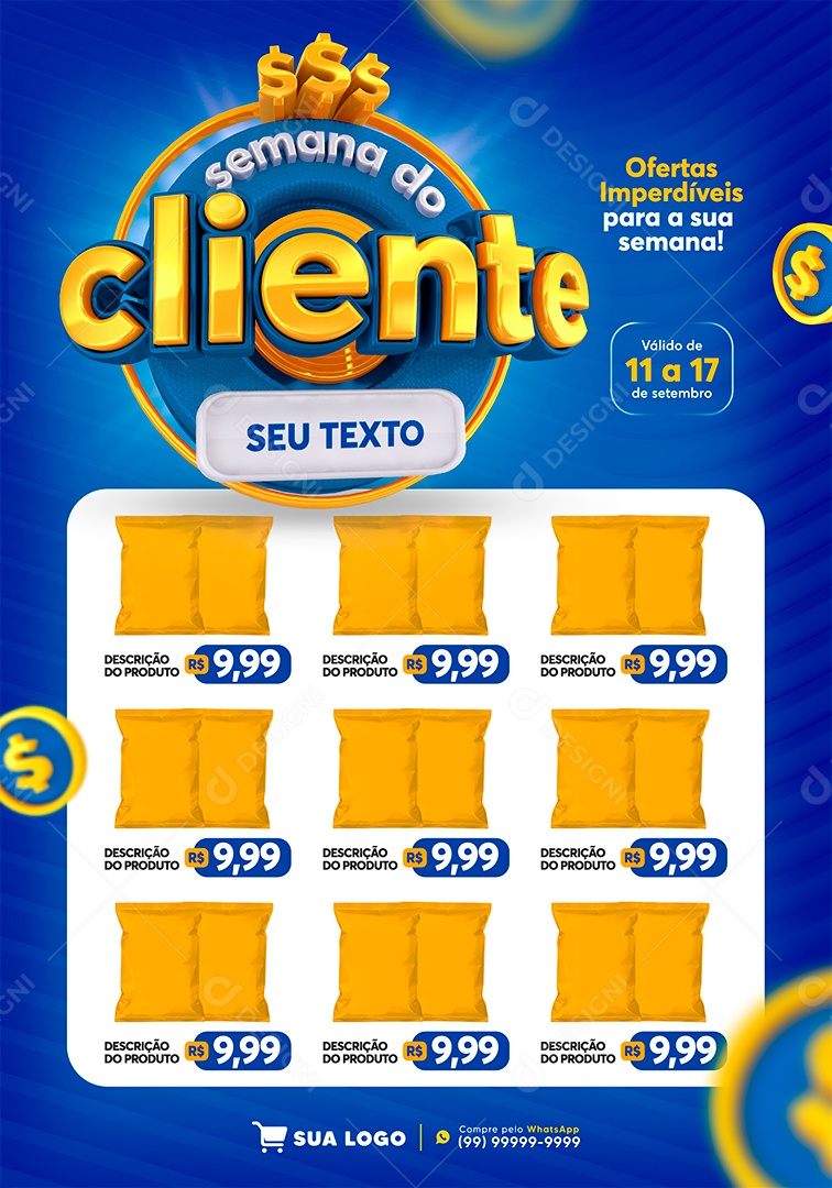 Social Media Encarte Semana do Cliente Supermercado Ofertas Imperdíveis PSD Editável