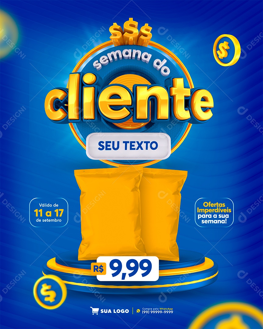 Social Media Semana do Cliente Supermercado Produtos Ofertas Imperdíveis Social Media PSD Editável