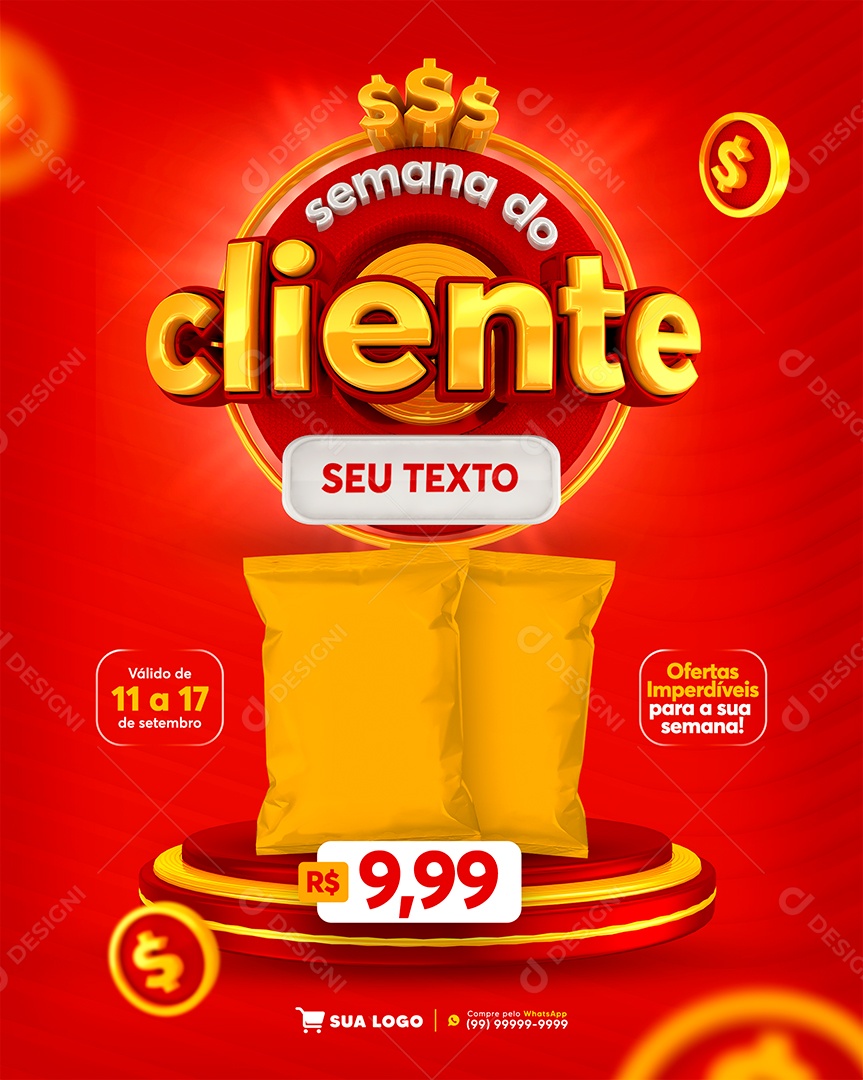 Semana do Cliente Supermercado Produtos Social Media PSD Editável