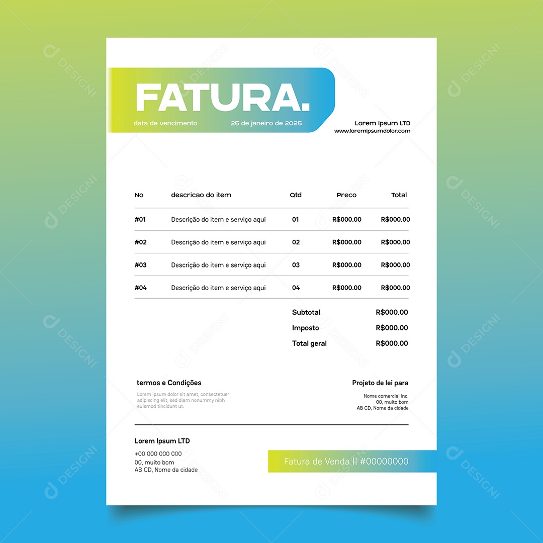 Modelo de Fatura de Pagamento Vetor EPS Editável