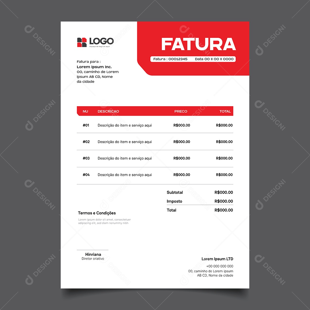 Modelo de Fatura de Pagamento Vetor EPS Editável