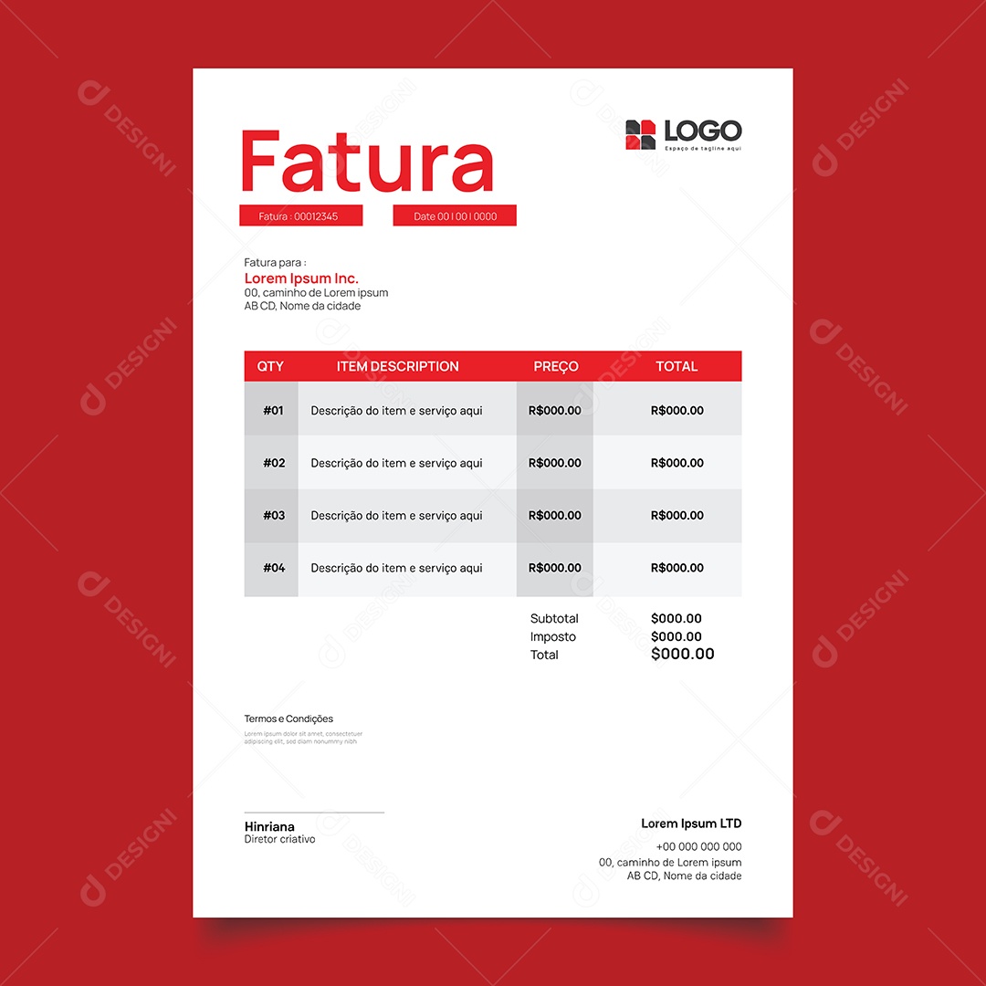 Modelo de Fatura de Pagamento Vetor EPS Editável