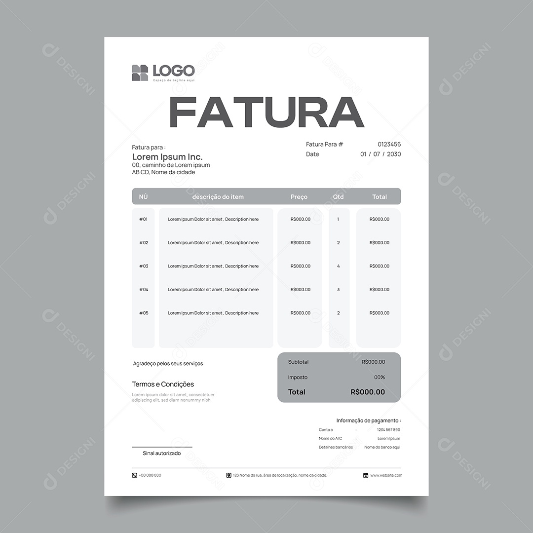 Modelo de Fatura de Pagamento Vetor EPS Editável