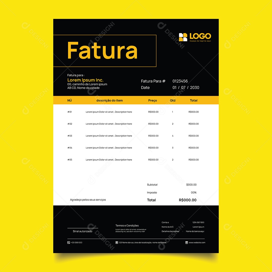 Modelo de Fatura de Pagamento Vetor EPS Editável