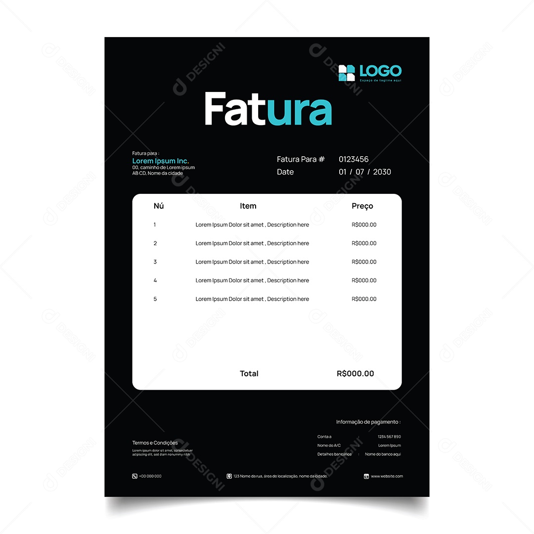 Modelo de Fatura de Pagamento Vetor EPS Editável
