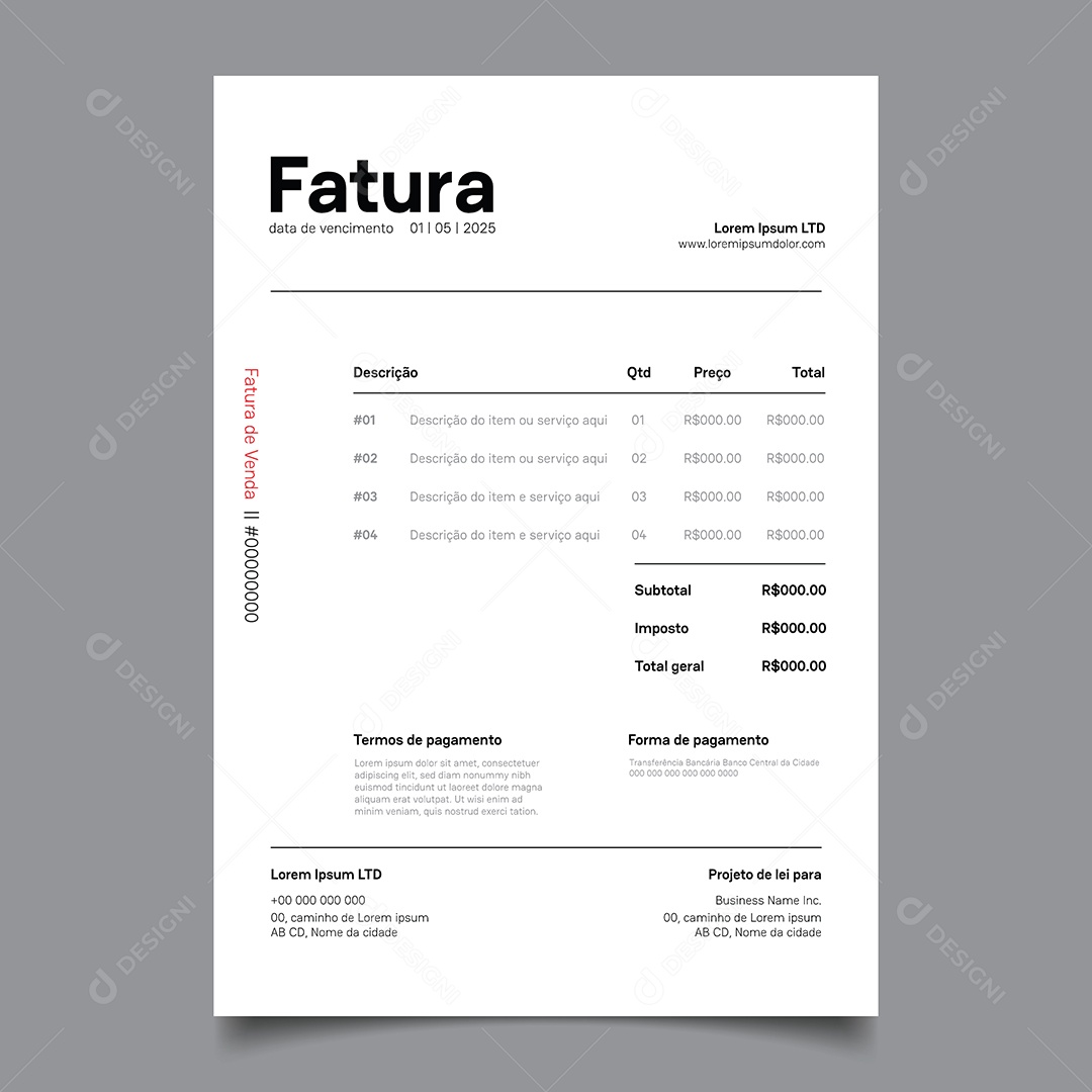 Modelo de Fatura de Pagamento Vetor EPS Editável