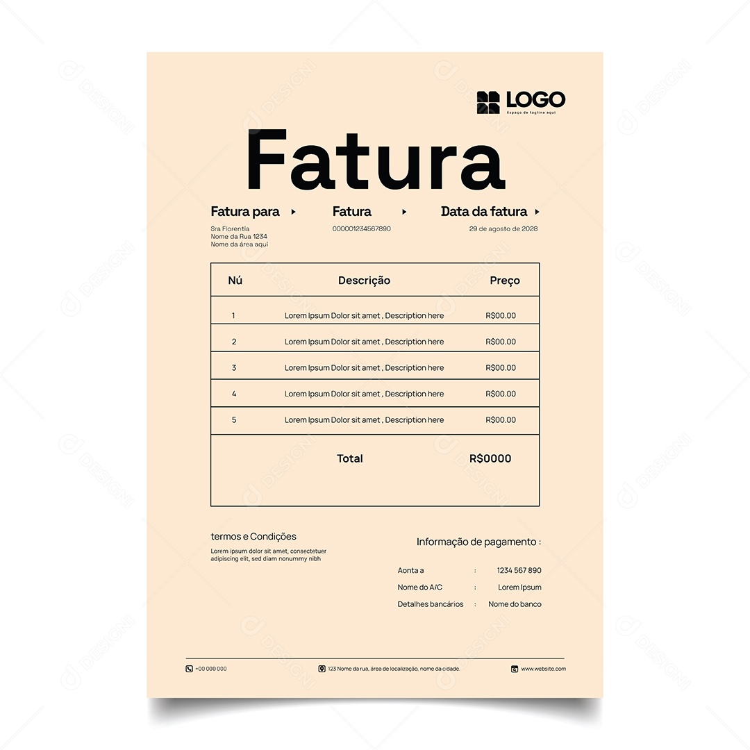 Modelo de Fatura de Pagamento Vetor EPS Editável