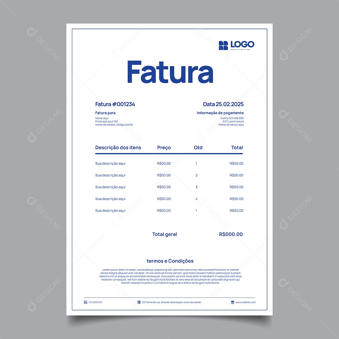 Modelo de Fatura de Pagamento Vetor EPS Editável