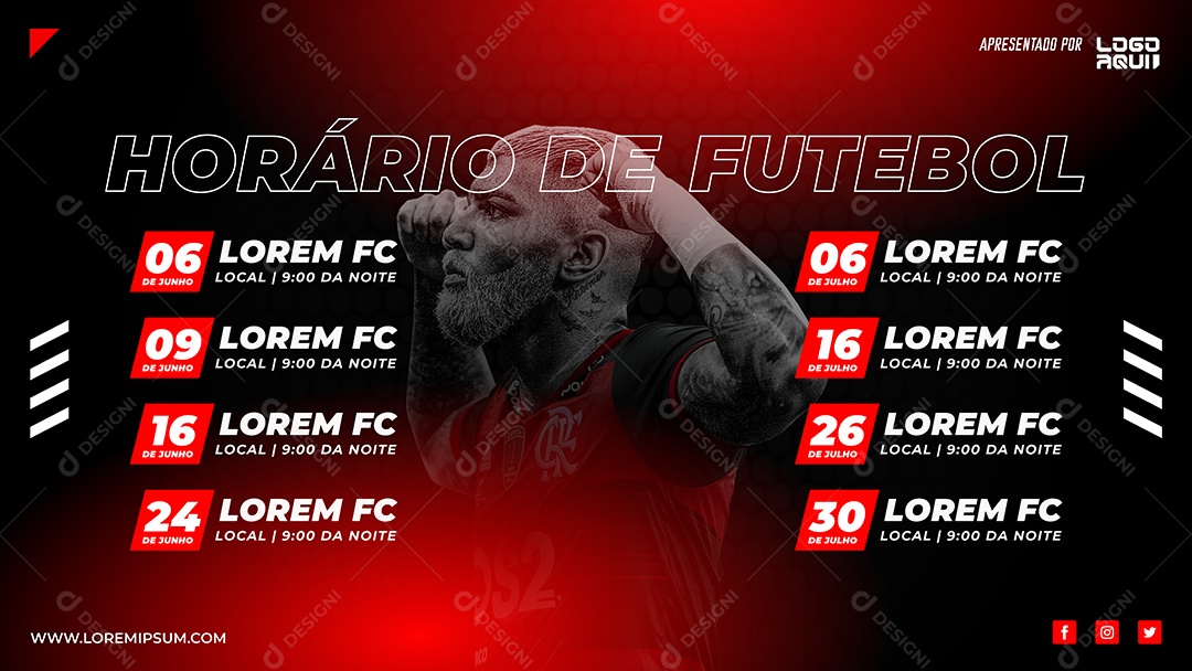 Calendário de Jogos de Futebol Vetor EPS Editável