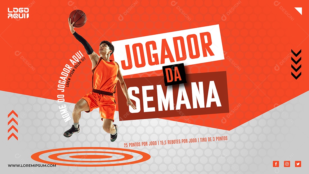 Destaque de Jogador da Semana de Basquete Vetor EPS Editável