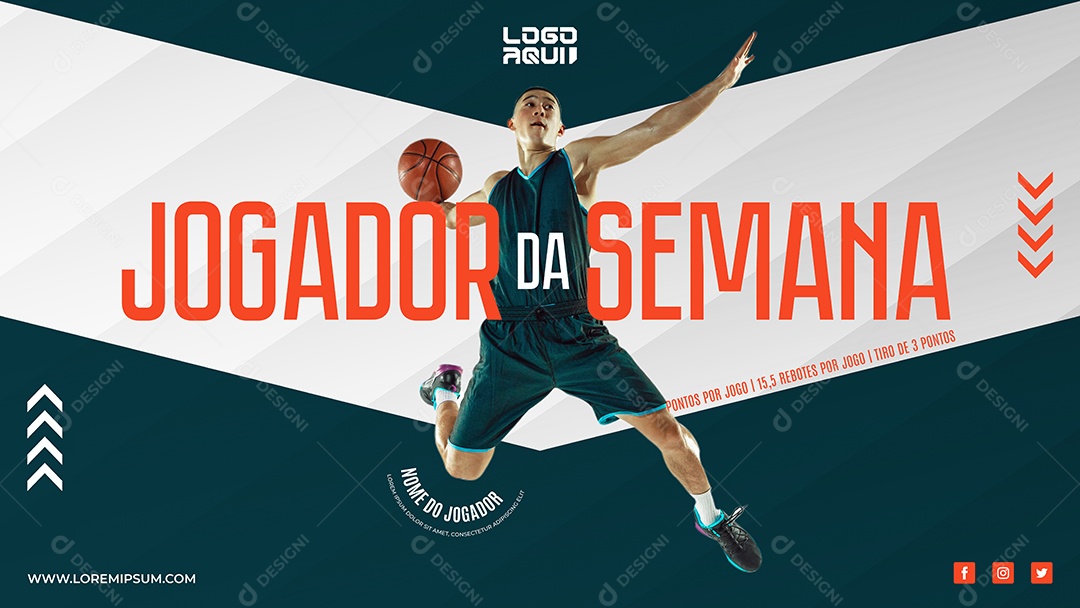 Destaque de Jogador da Semana de Basquete Vetor EPS Editável