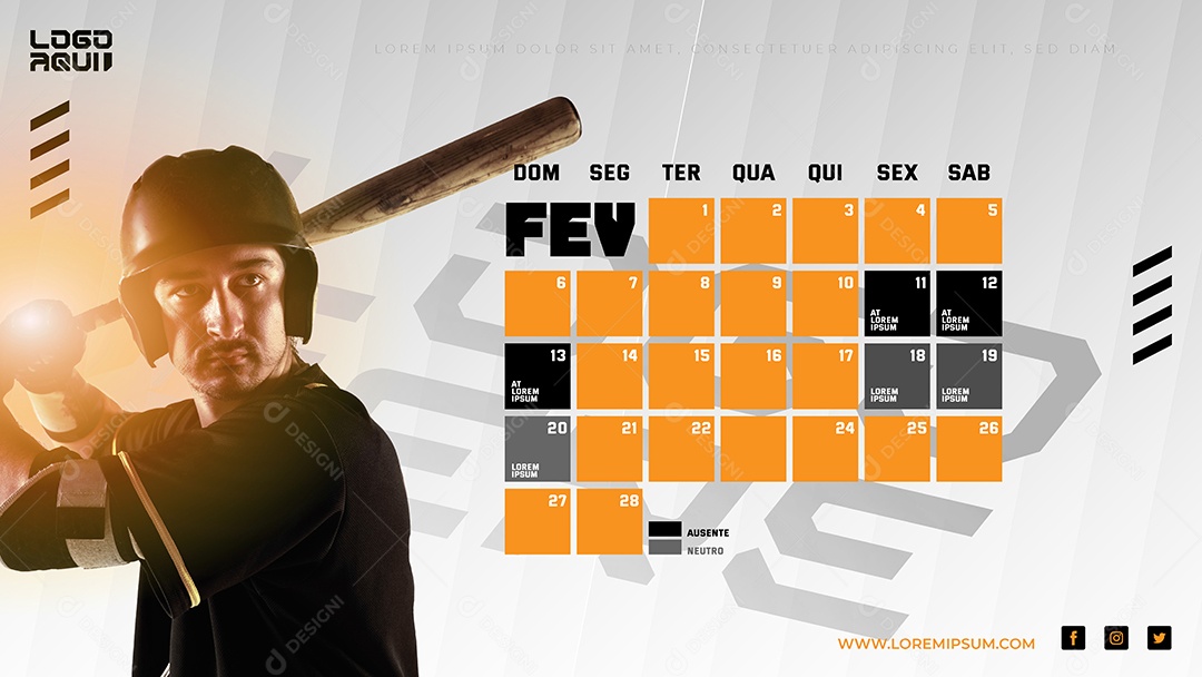 Calendário de Jogos de Basebol Vetor EPS Editável