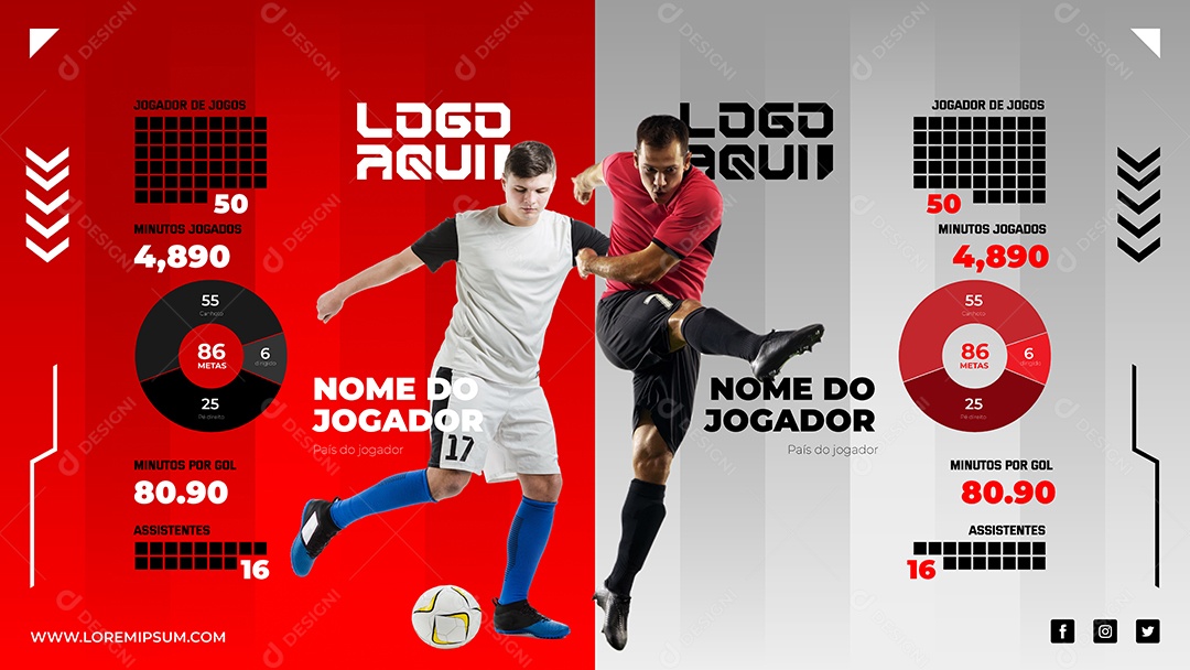 Estatísticas de Jogador de Futebol Vetor EPS Editável