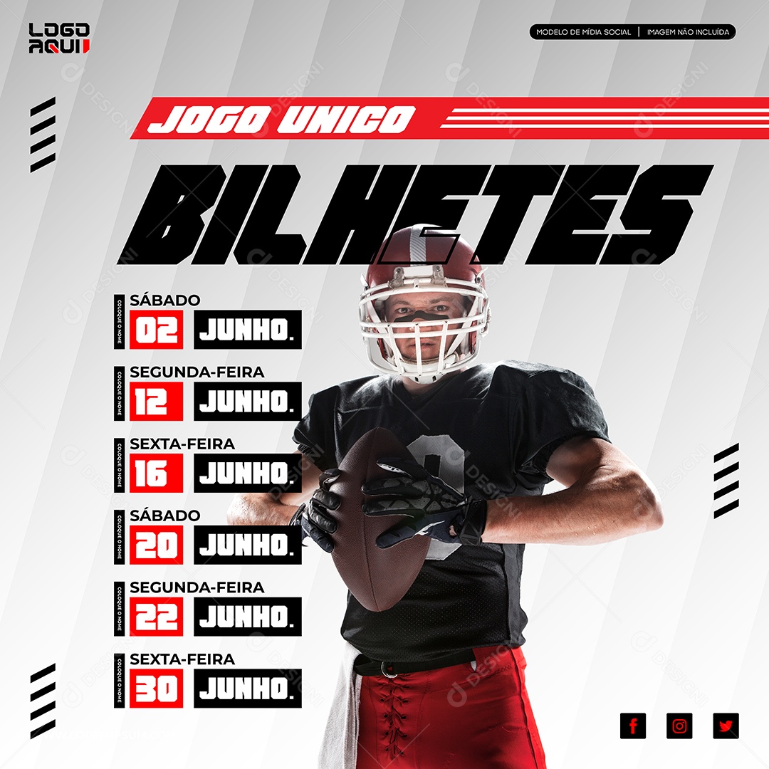 Calendário de Jogo de Futebol Americano Vetor EPS Editável