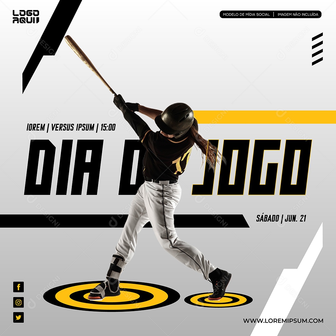 Hoje é Dia de Jogo de Basebol Vetor EPS Editável
