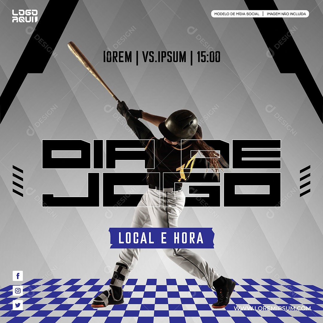 Hoje é Dia de Jogo de Basebol Vetor EPS Editável