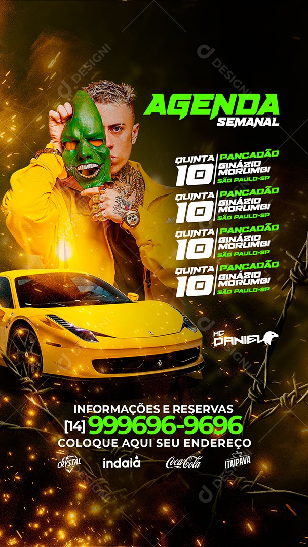 Flyer Story Agenda Semanal MC Daniel Social Media PSD Editável