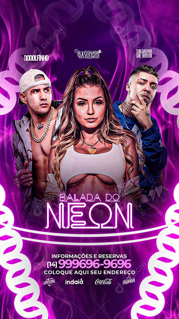 Social Media Flyer Story Balada Do Neon PSD Editável