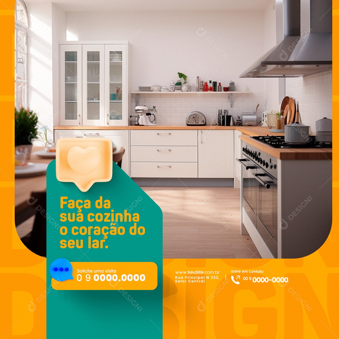 Cozinha Planejada Faça da sua Cozinha o Coração do Seu Lar Social Media PSD Editável