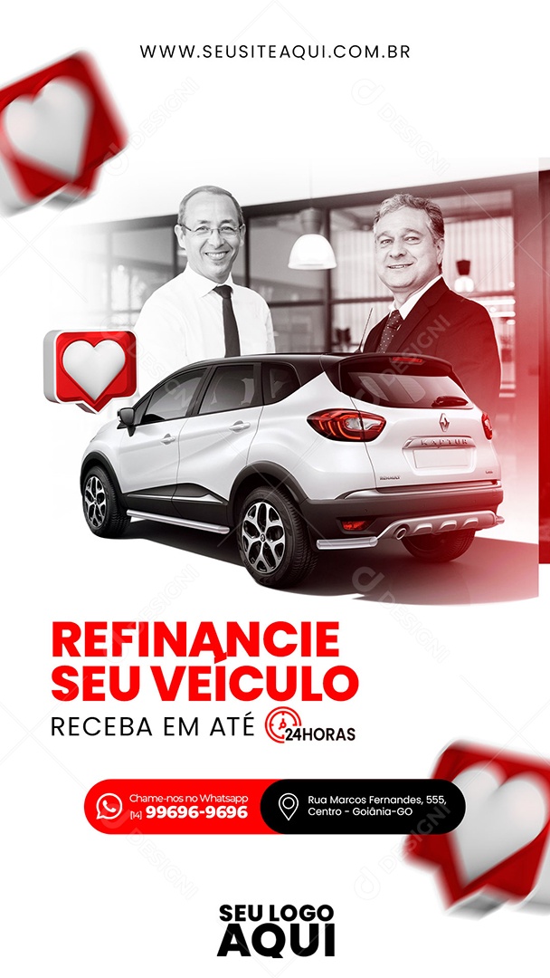 Social Media Story Refinancie Seu Veiculo Concessionária PSD Editável
