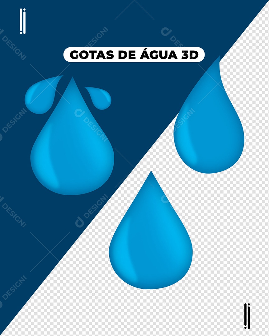 Elemento 3D Gotas De Água 3D Para Composição PSD