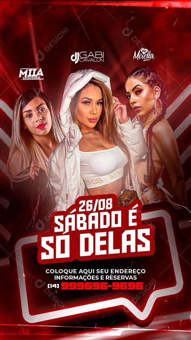 Flyer Story Sábado é Só Delas Social Media PSD Editável