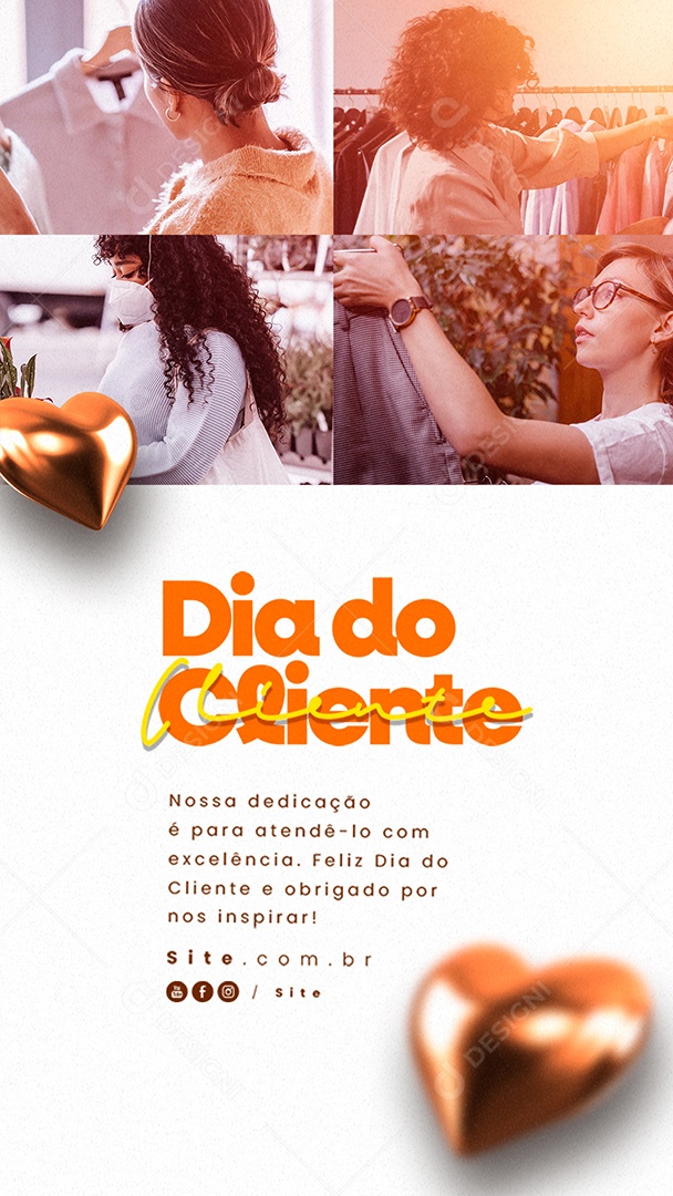 Story Dia Do Cliente Nossa Dedicação é para Atendê-lo Social Media PSD Editável