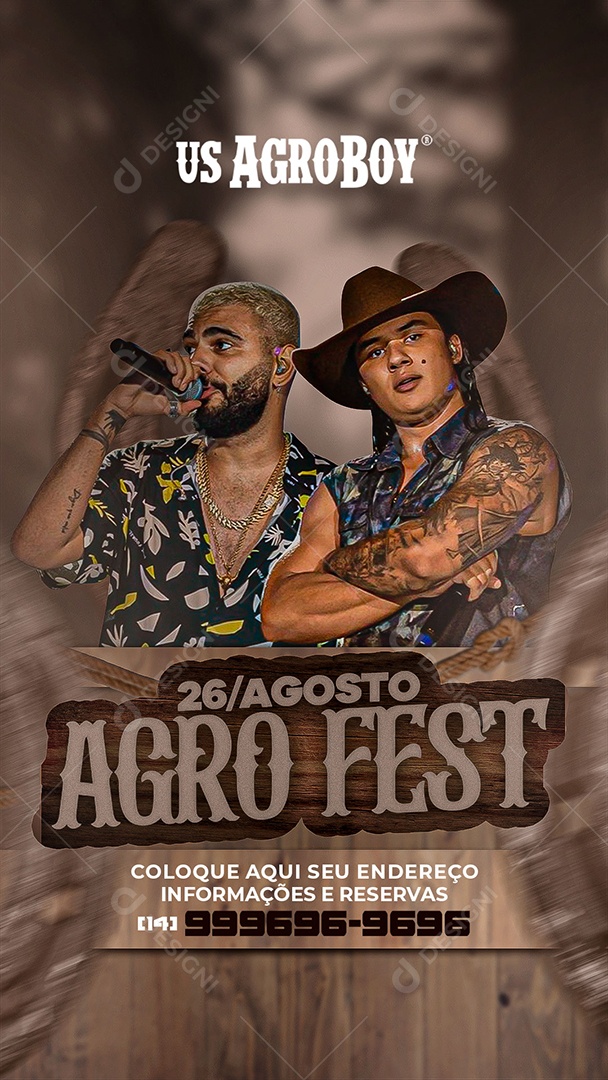 Flyer Story Us Agroboy Agro Fest Social Media PSD Editável