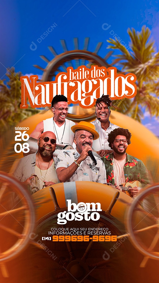 Social Media Flyer Story Baile Dos Naufragados Pagode PSD Editável