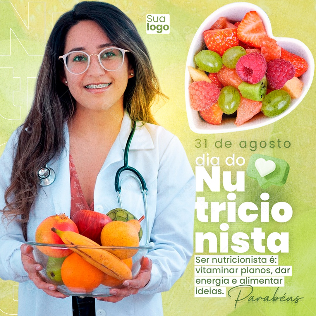 31 de Agosto Dia do Nutricionista Social Media PSD Editável