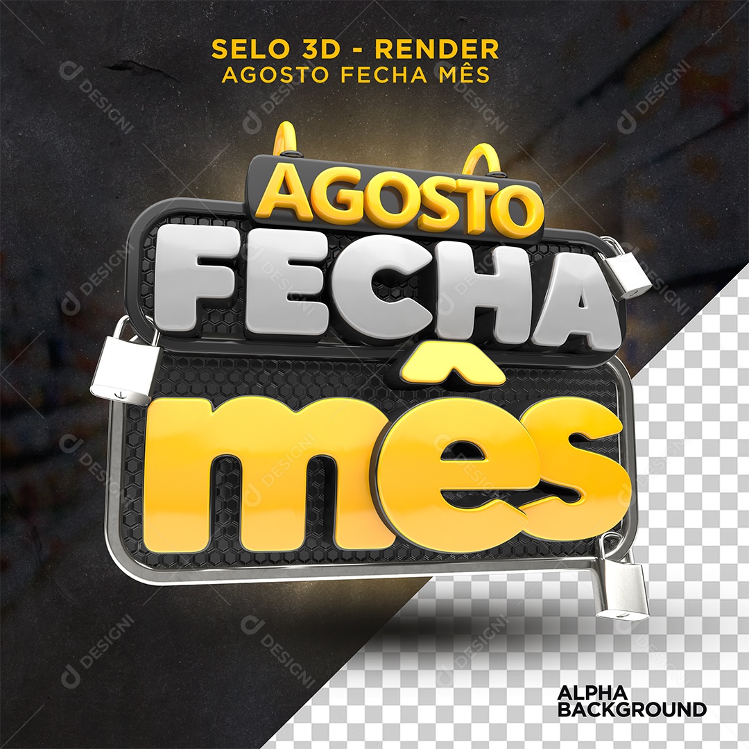 Agosto Fecha Mês Selo 3D Para Composição PSD