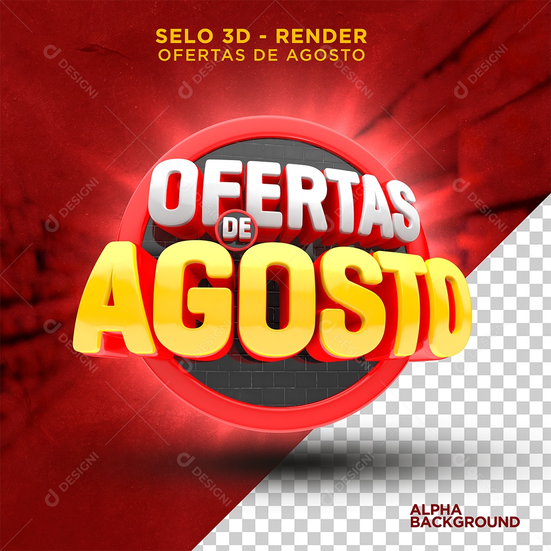 Ofertas de Agosto Selo 3D Para Composição PSD