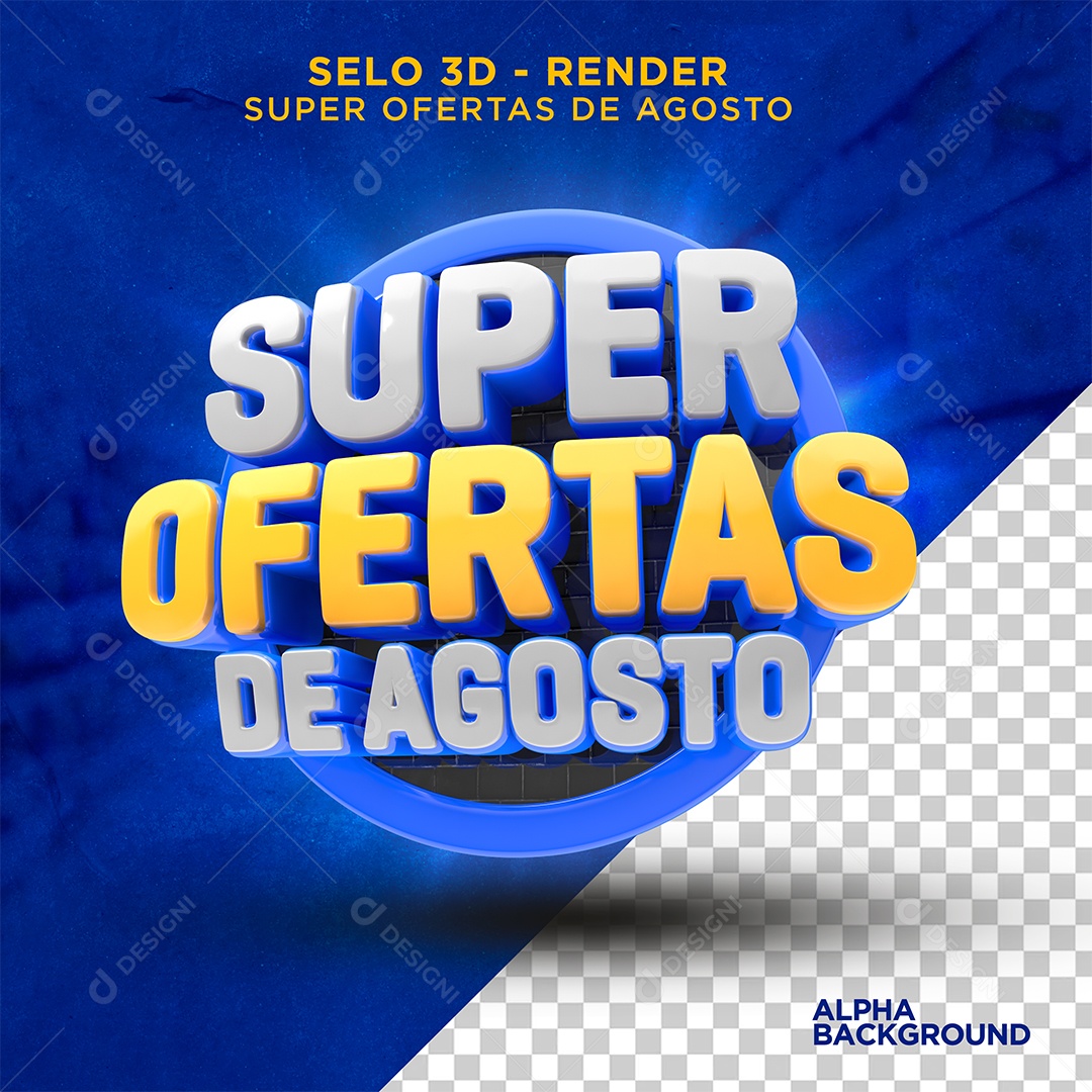 Super Ofertas de Agosto Selo 3D Para Composição PSD