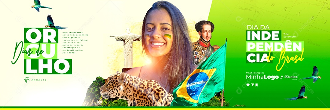 Carrossel Dia Da Independência do Brasil 7 de Setembro Social Media PSD Editável