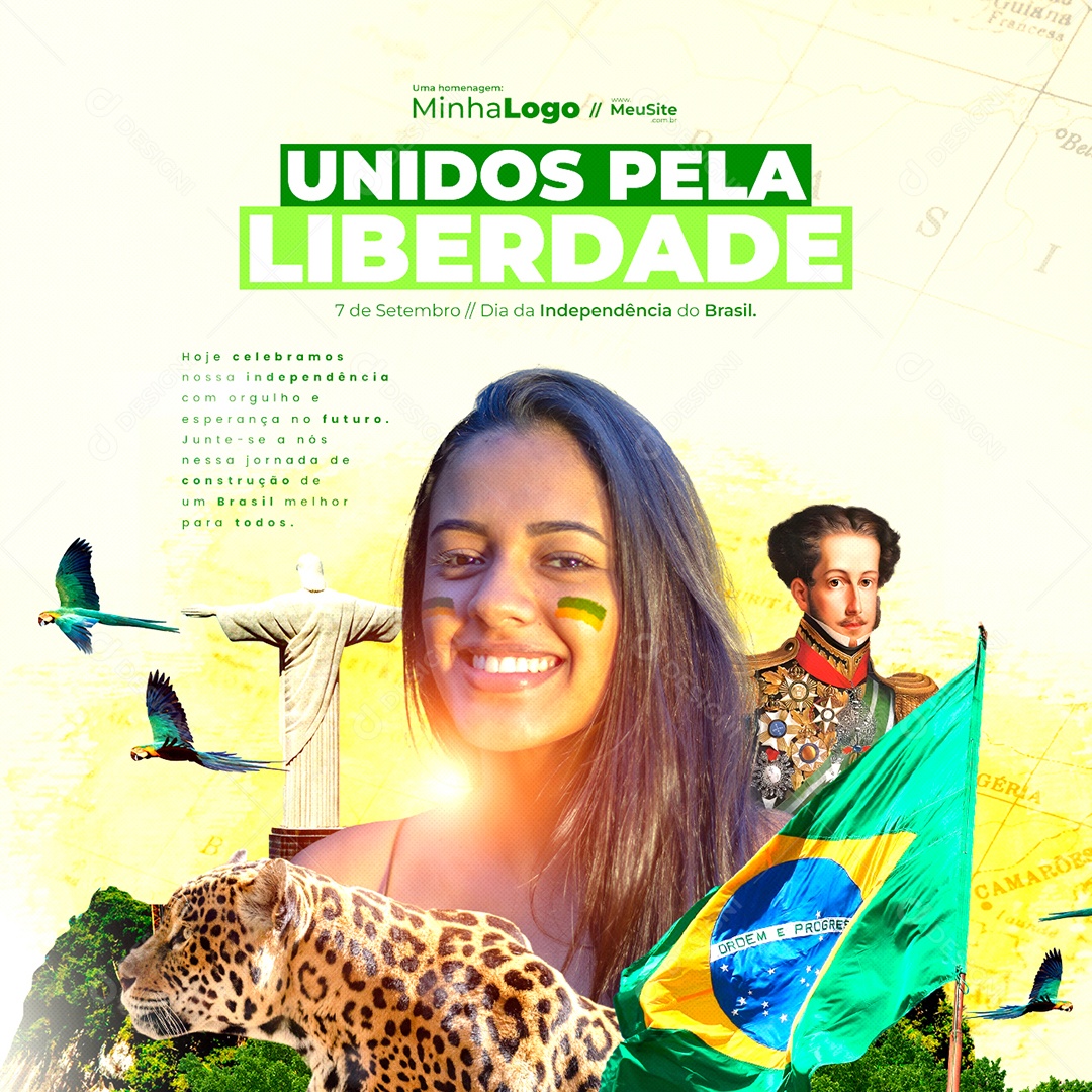 Dia Da Independência do Brasil Unidos Pela Liberdade Social Media PSD Editável